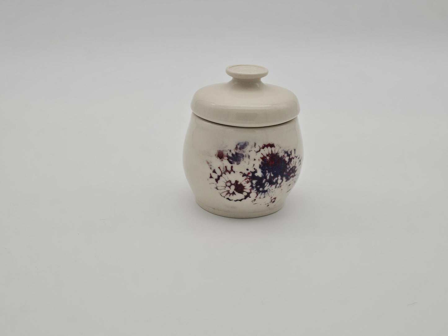 Porcelain Container with abstract flowers